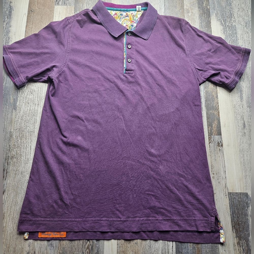 Robert Graham Men's Polo Shirt Size Medium Classic Fit Purple